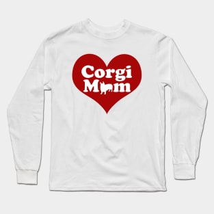 Pretty Corgi Mom Pink Heart Long Sleeve T-Shirt